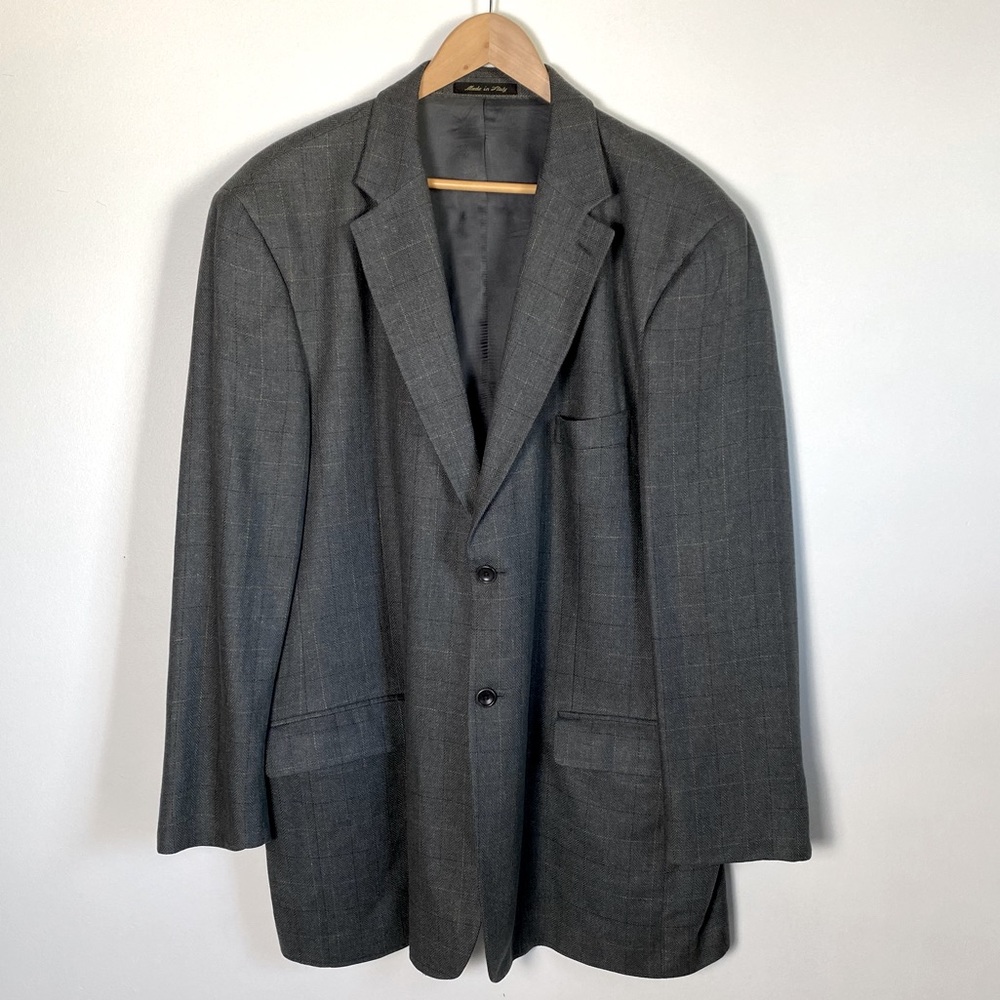 Zino Gray Plaid Blazer Lanificio di Pray Silk Size 48L